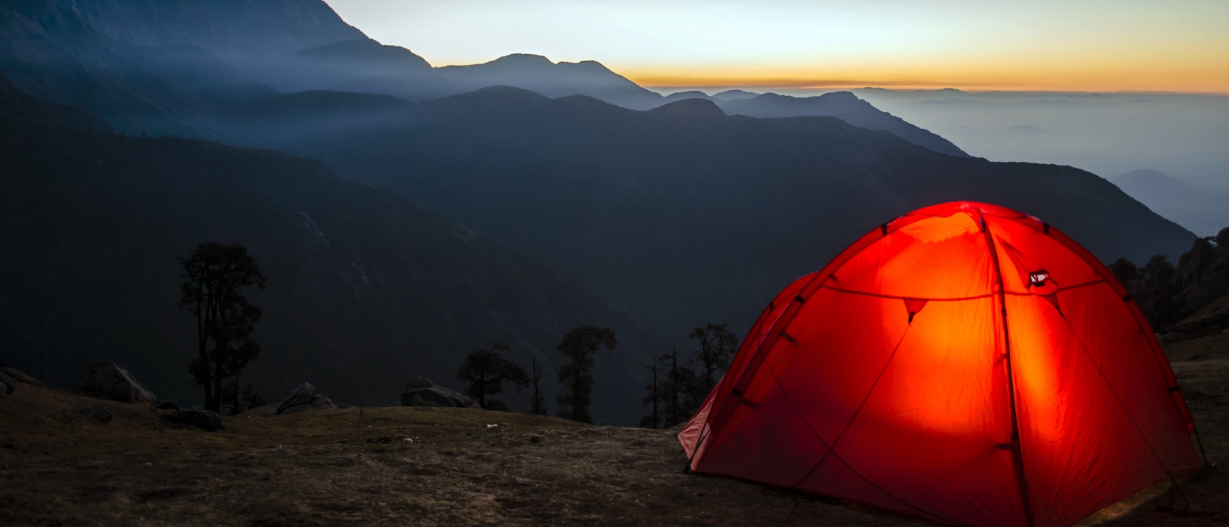Wild Camping Lit Up Tent at Dusk