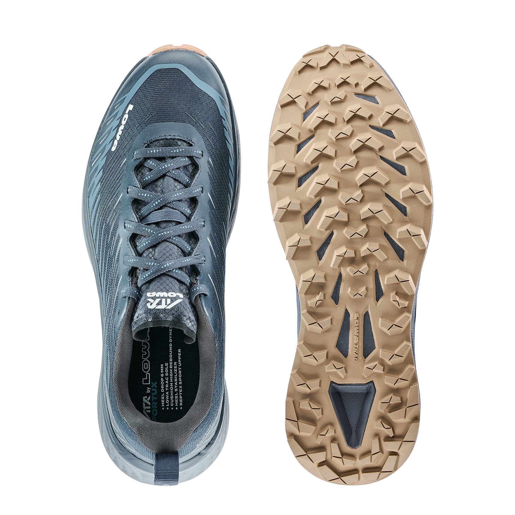 LOWA Fortux trail running shoe Navy/Dune