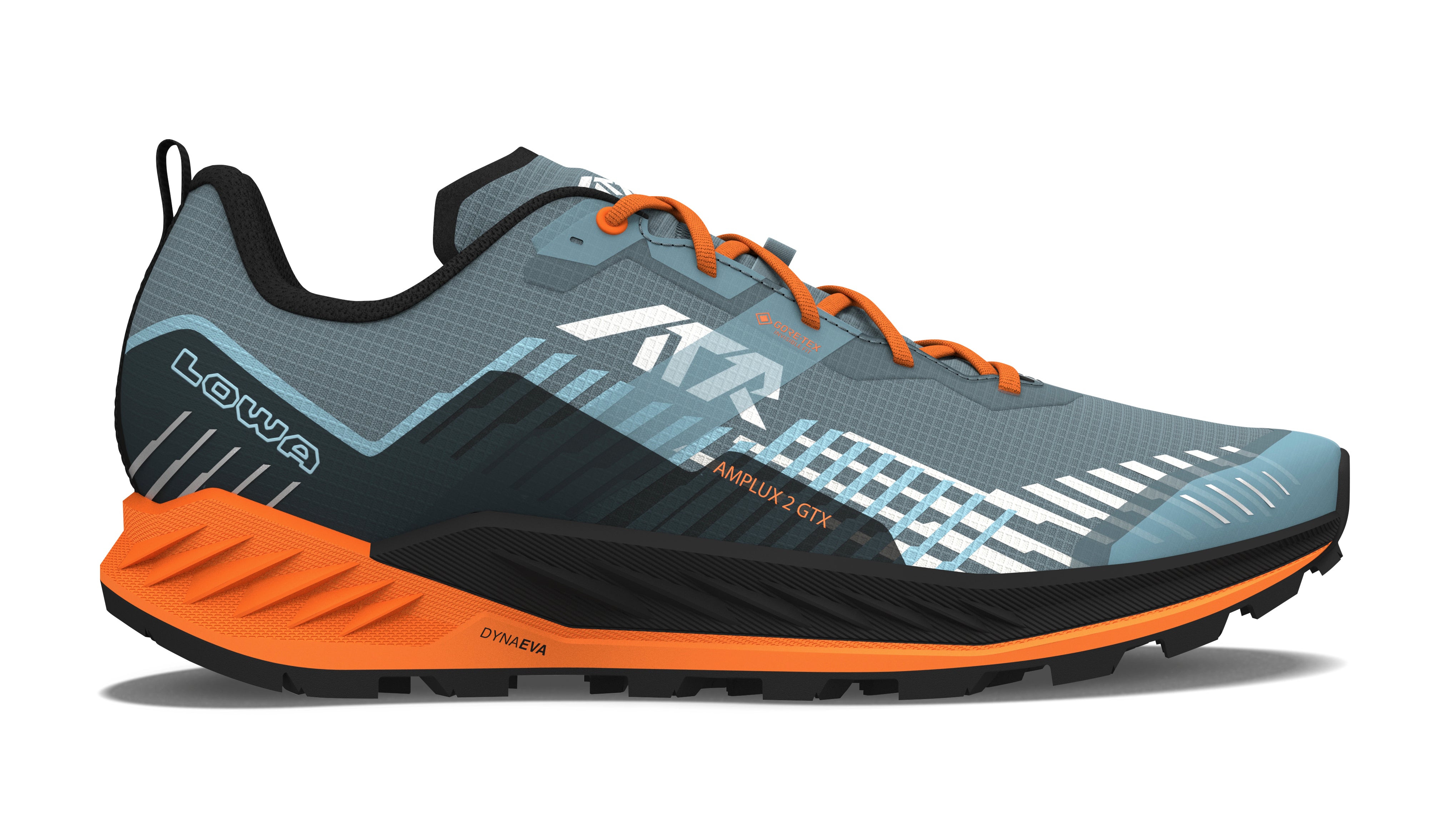 LOWA Amplux 2 GTX men's trail running shoe Smoke Blue/Orange