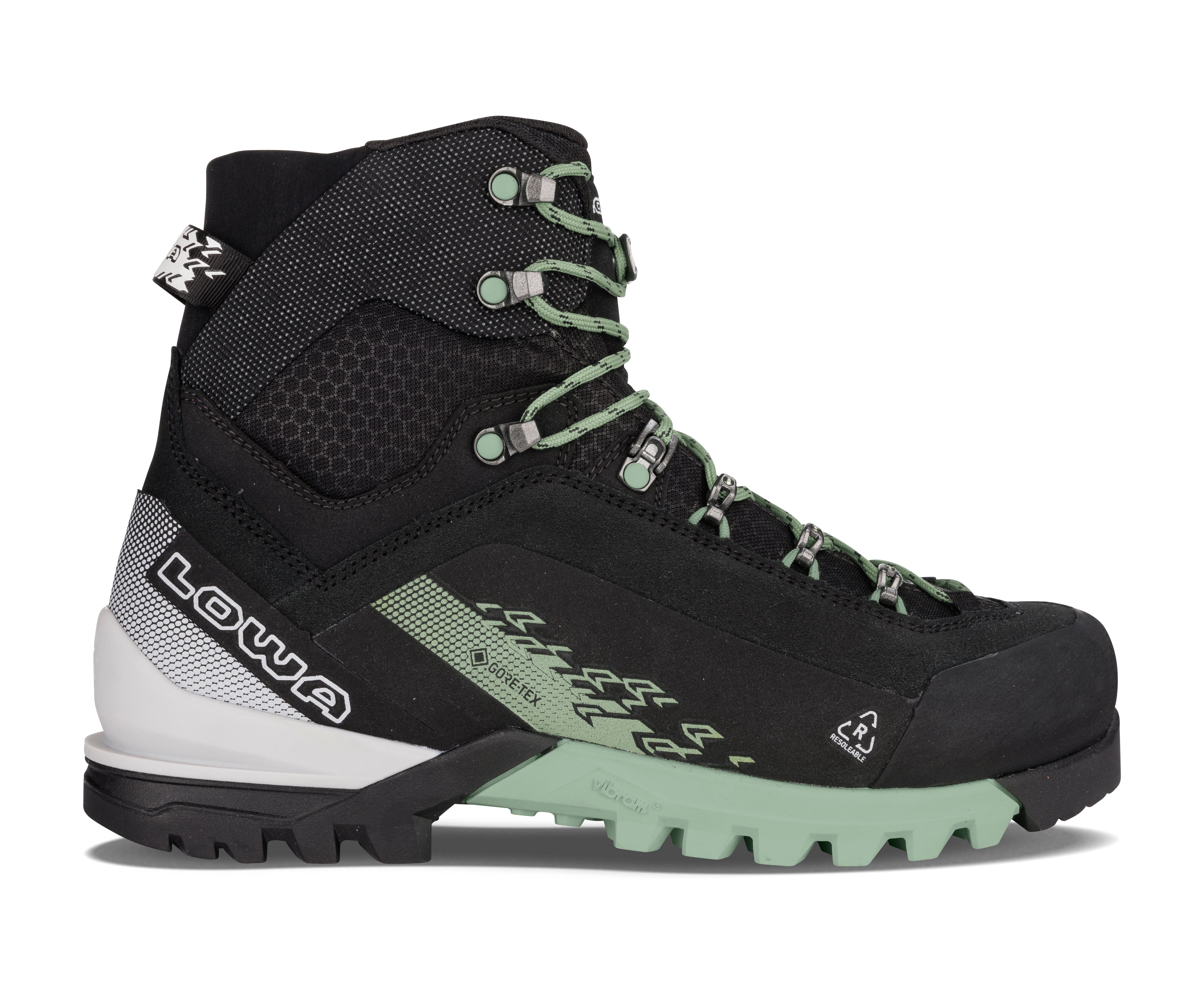 LOWA Cervino GTX Mid Ws Mountaineering Boot Black/Smoke Green