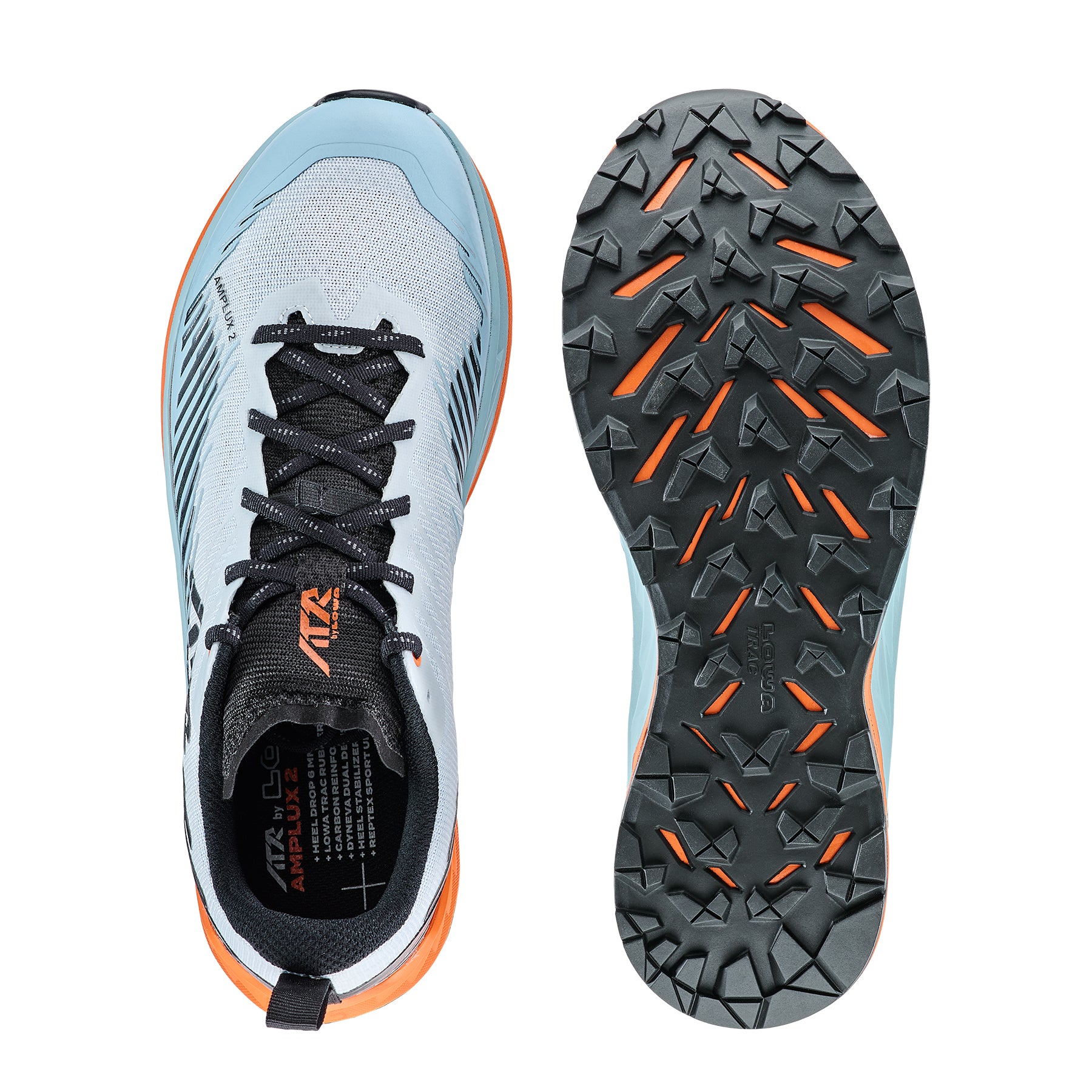 LOWA Amplux 2 men's trail running shoe Misty Blue/Orange