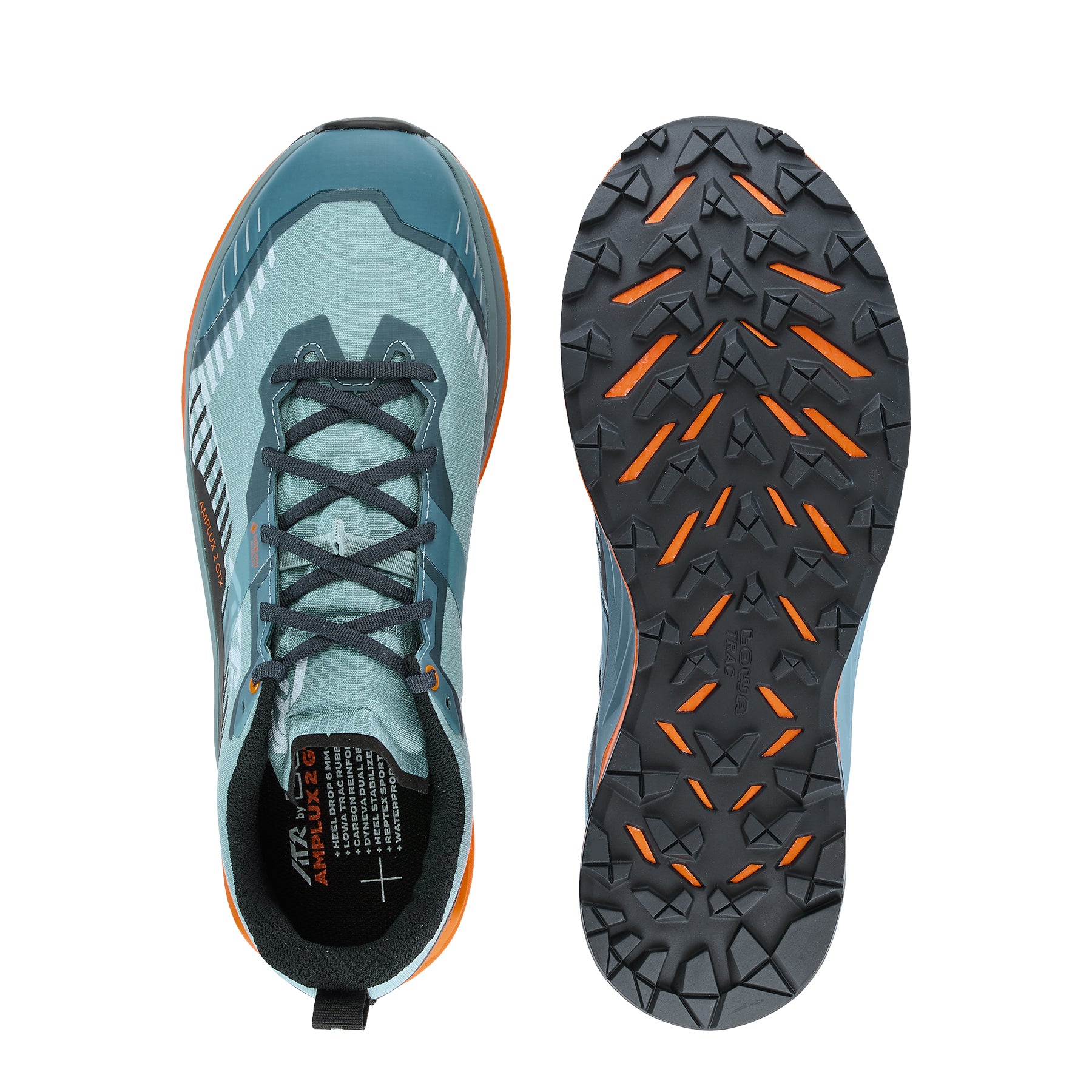 LOWA Amplux 2 GTX men's trail running shoe Smoke Blue/Orange